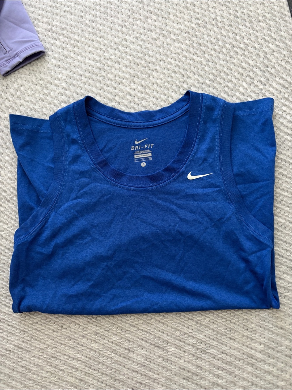 Nike Blue Dri-FIT Athletic Tank with White Swoosh